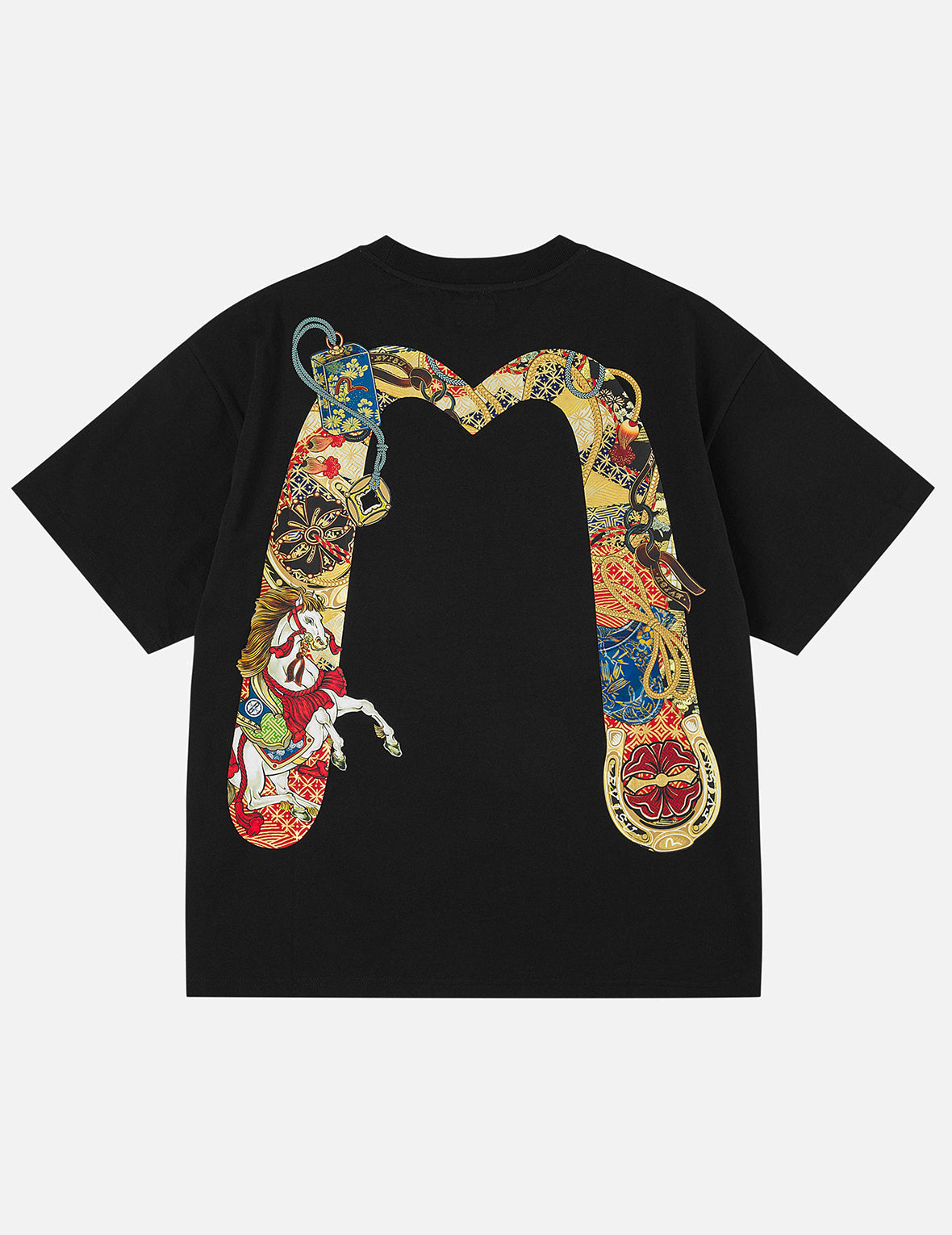 Year Of Horse Daicock Printed T-shirt - Black